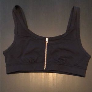 Tank style sports bra zip up